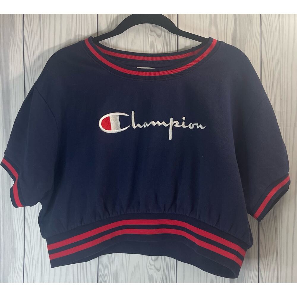 Champion Navy and Red Short Sleeve Top